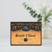 Oranje en zwarte Halloween Elegant Save the Date Aankondigingskaart (Staand voorkant)