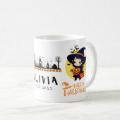 Oranje en zwarte Halloween-feestnaam Verjaardag Koffiemok (Voorkant rechts)