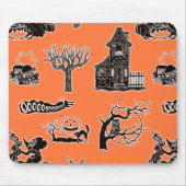 Oranje en zwarte  Halloween Muismat (Voorkant)