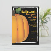 Oranje en zwarte Halloween Pumpkin Carving Party Kaart (Staand voorkant)