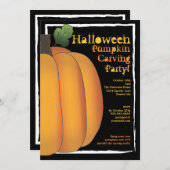 Oranje en zwarte Halloween Pumpkin Carving Party Kaart (Voorkant / Achterkant)