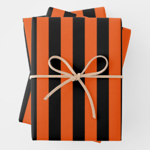 Oranje en zwarte halloween stripes inpakpapier vel