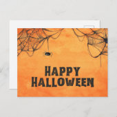 Oranje en zwarte Happy Halloween Briefkaart (Voorkant / Achterkant)