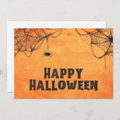 Oranje en zwarte Happy Halloween Feestdagenkaart (Voorkant / Achterkant)