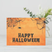 Oranje en zwarte Happy Halloween Feestdagenkaart (Staand voorkant)