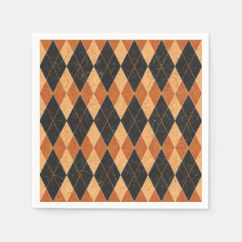Oranje en zwarte harlekijn Halloween Servet