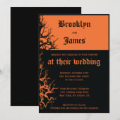 Oranje en zwarte huwelijksuitnodigingen kaart (Voorkant / Achterkant)