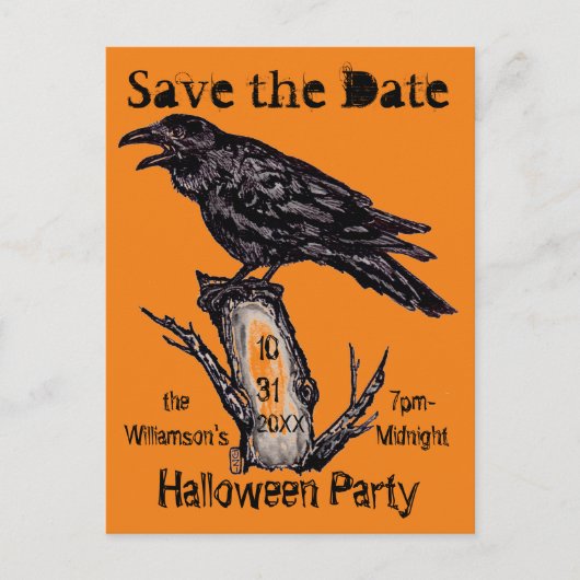  Oranje en zwarte inkt Aankondigingskaart (Voorkant)