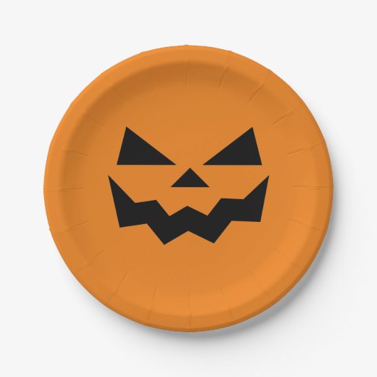 Oranje en zwarte Jack-o-lantaarn pompoen gezicht Papieren Bordje (Voorkant)