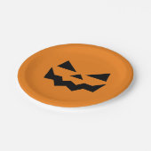 Oranje en zwarte Jack-o-lantaarn pompoen gezicht Papieren Bordje (Gekanteld)