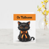 Oranje en zwarte kat Wenskaart Kaart (Gele Bloem)