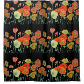 Oranje en Zwarte Klaproos Gordijn (Voorkant)