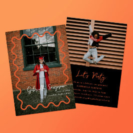 Oranje en Zwarte Klasse van het Afstudeerder van 2 Kaart