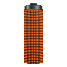 Oranje en Zwarte Kleine Guingham Thermosbeker