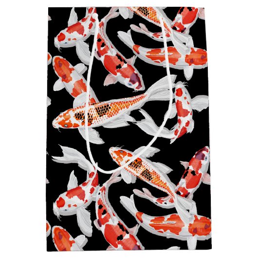 Oranje en zwarte Koi-vis Medium Cadeauzakje (Voorkant)