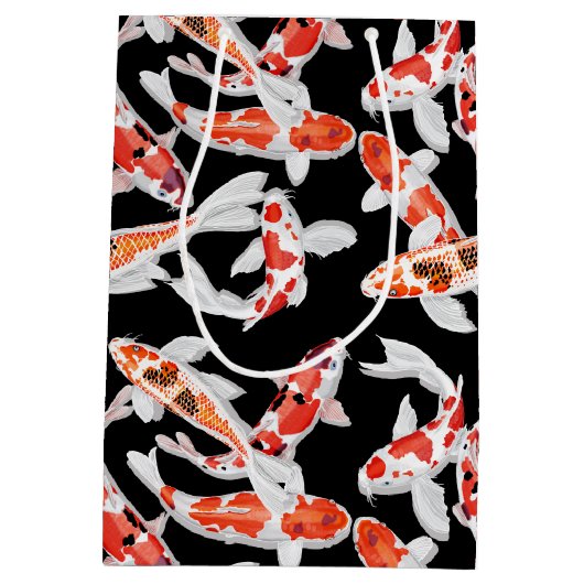 Oranje en zwarte Koi-vis Medium Cadeauzakje (Achterkant)
