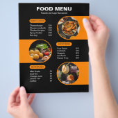 Oranje en Zwarte Kordate Geometrische Restaurantme Flyer (Hand)