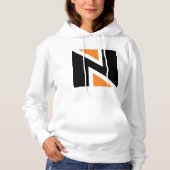 Oranje en zwarte letters in vrouwenhoed hoodie (Voorkant)