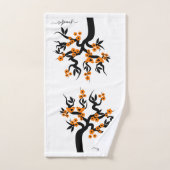 Oranje en zwarte liefdesvogelkersboom, bloesems bad handdoek (Handdoek)