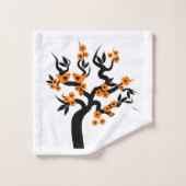 Oranje en zwarte liefdesvogelkersboom, bloesems bad handdoek (Wasdoekje)