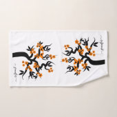 Oranje en zwarte liefdesvogelkersboom, bloesems bad handdoek (Handdoek)