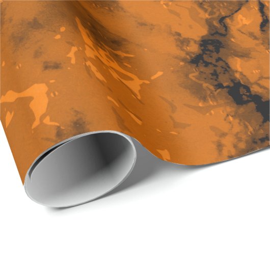Oranje en zwarte marmertextuur cadeaupapier (Rol Hoek)