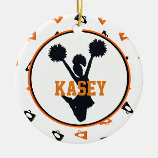 Oranje en zwarte Megaphones Cheerleader Keramisch Ornament
