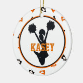 Oranje en zwarte Megaphones Cheerleader Keramisch Ornament (Links)