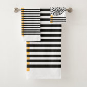 Oranje en zwarte middeneeuwse moderne kunst  bad handdoek (Insitu)