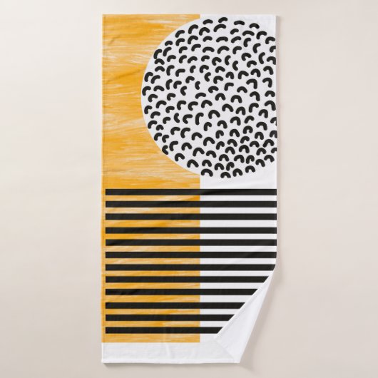 Oranje en zwarte middeneeuwse moderne kunst  bad handdoek (Badhanddoek)