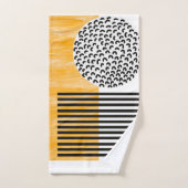 Oranje en zwarte middeneeuwse moderne kunst  bad handdoek (Handdoek)