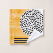 Oranje en zwarte middeneeuwse moderne kunst  bad handdoek (Wasdoekje)