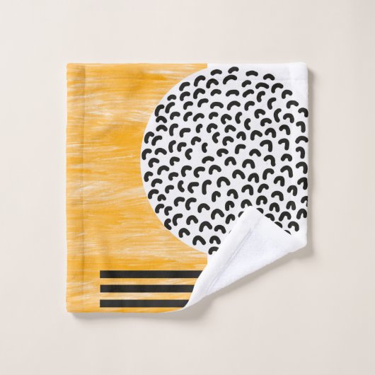 Oranje en zwarte middeneeuwse moderne kunst bad handdoek (Wasdoekje)