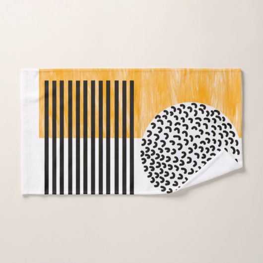 Oranje en zwarte middeneeuwse moderne kunst bad handdoek (Handdoek)