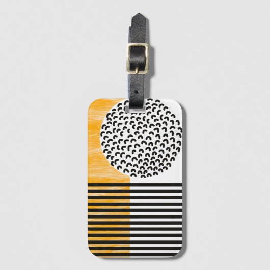 Oranje en zwarte middeneeuwse moderne kunst  bagagelabel (Voorkant (verticaal))