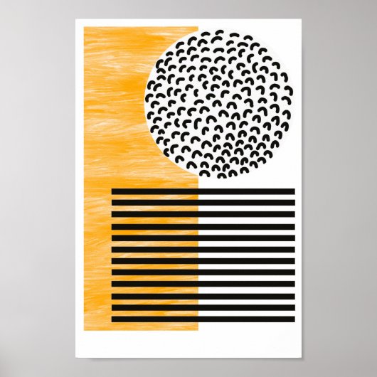 Oranje en zwarte middeneeuwse moderne kunst poster (Voorkant)