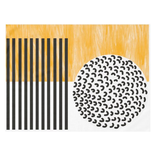 Oranje en zwarte middeneeuwse moderne kunst  tafelkleed (Voorkant (Horizontaal))