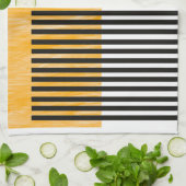 Oranje en zwarte middeneeuwse moderne kunst  theedoek (Gevouwen)