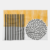 Oranje en zwarte middeneeuwse moderne kunst  theedoek (Horizontaal)