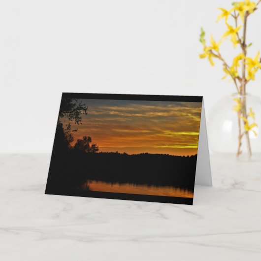 Oranje en zwarte oogst Lake Sunset Kaart (Gele Bloem)