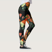 Oranje en zwarte papaver-Leggings Leggings (Rechts)
