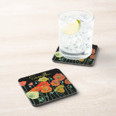 Oranje en zwarte papaver Rood geel Bier Onderzetter (Rechterzijde)