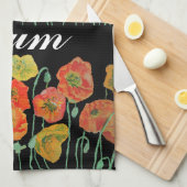 Oranje en zwarte papaver Waterverf Theedoek (Quarter Fold)