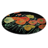 Oranje en zwarte papavers snijplank (Hoek)