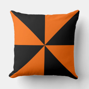 Oranje en Zwarte Pinwheel Kussen