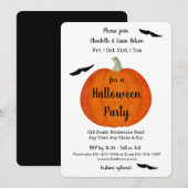 Oranje en zwarte pompoen en vleermuizen Halloween  Kaart (Voorkant / Achterkant)