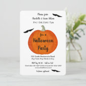 Oranje en zwarte pompoen en vleermuizen Halloween  Kaart (Staand voorkant)