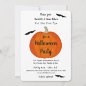 Oranje en zwarte pompoen en vleermuizen Halloween  Kaart (Voorkant)