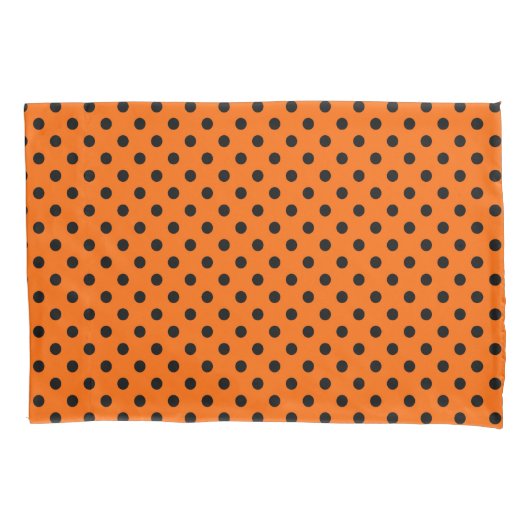 Oranje en zwarte pooldots kussensloop (Voorkant)