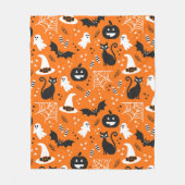 Oranje en zwarte retro Halloween Fleece Deken (Voorkant)